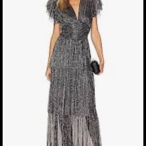 Sabina Musayev Glittering Silver Maxi Dress